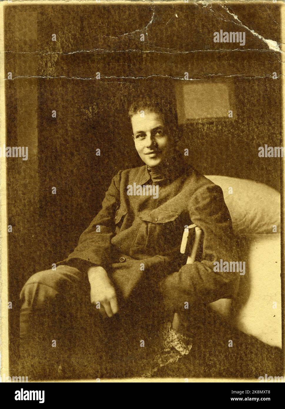 Pierre Drieu La Rochelle French writer Wounded three times during WWI, he is recovering at hopital Polytechnique. Stock Photo