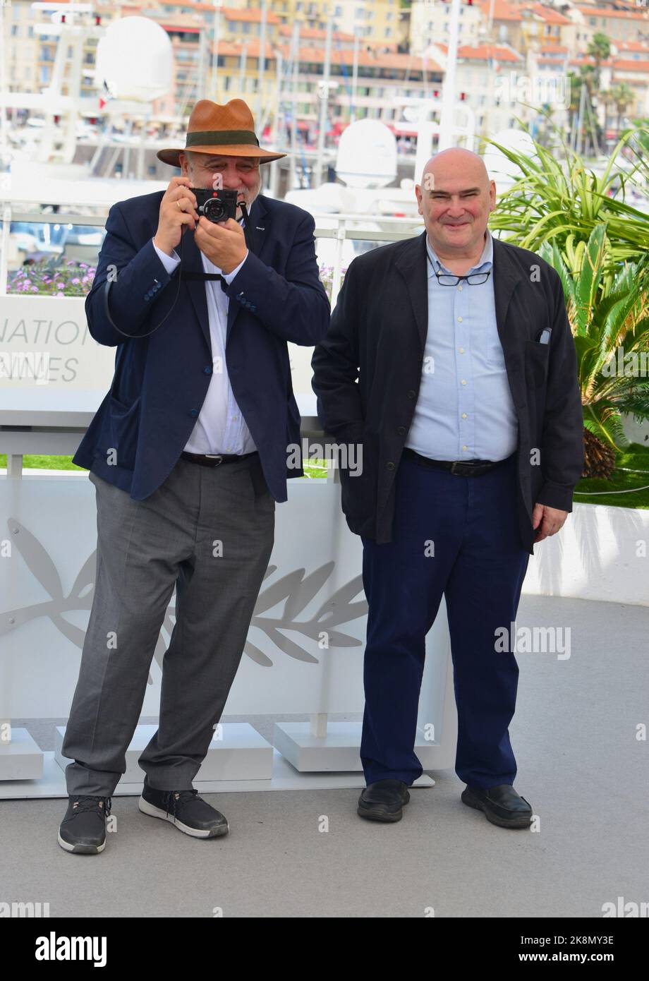 José Luis López Linares, Antonio Saura Photocall of the documentary film 'Goya, Carrière & The Ghost of Buñuel' 75th Cannes Film Festival May 22, 2022 Stock Photo