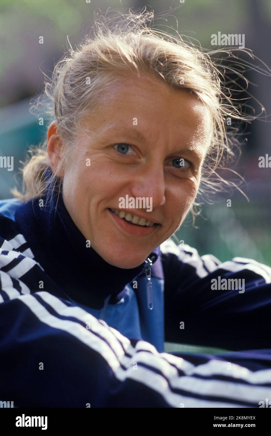 Stockholm, Sweden 19870513 Athletics Conference. Grete Waitz,- Portrait. Photo: Per Løchen Stock Photo