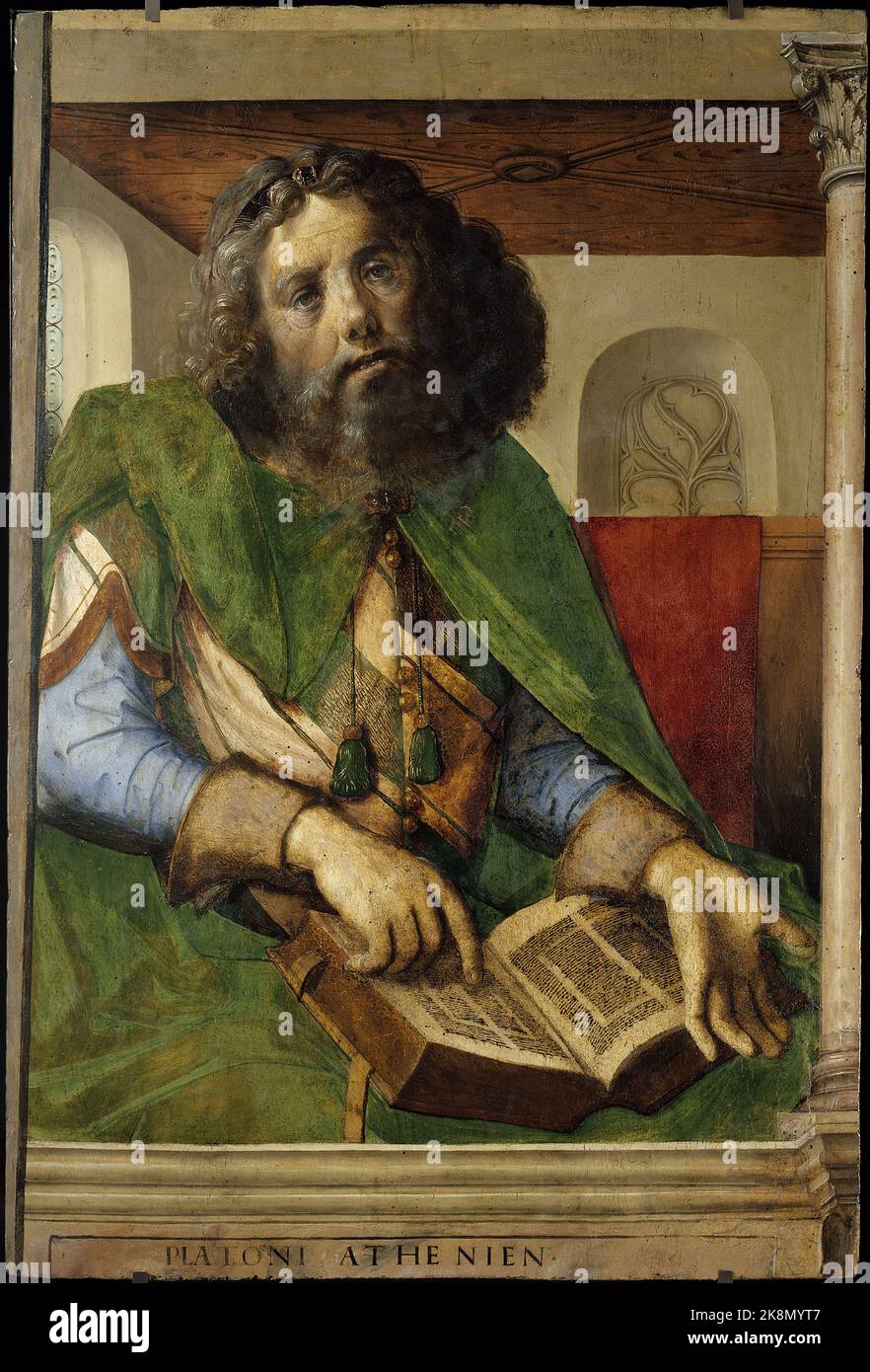 Pedro Berruguete (1450-1504)  Spain School Portrait of Plato (428-348)  1477 Oil on wood (1,01 x 0,69 m.) Paris, musée du Louvre Stock Photo