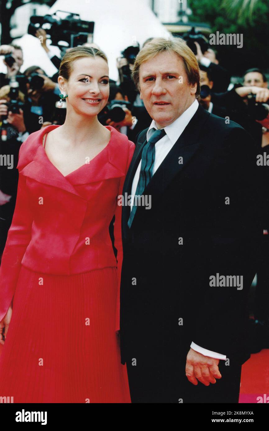 Carole Bouquet and Gérard Depardieu. Cannes Film Festival, May 2001. Stock Photo