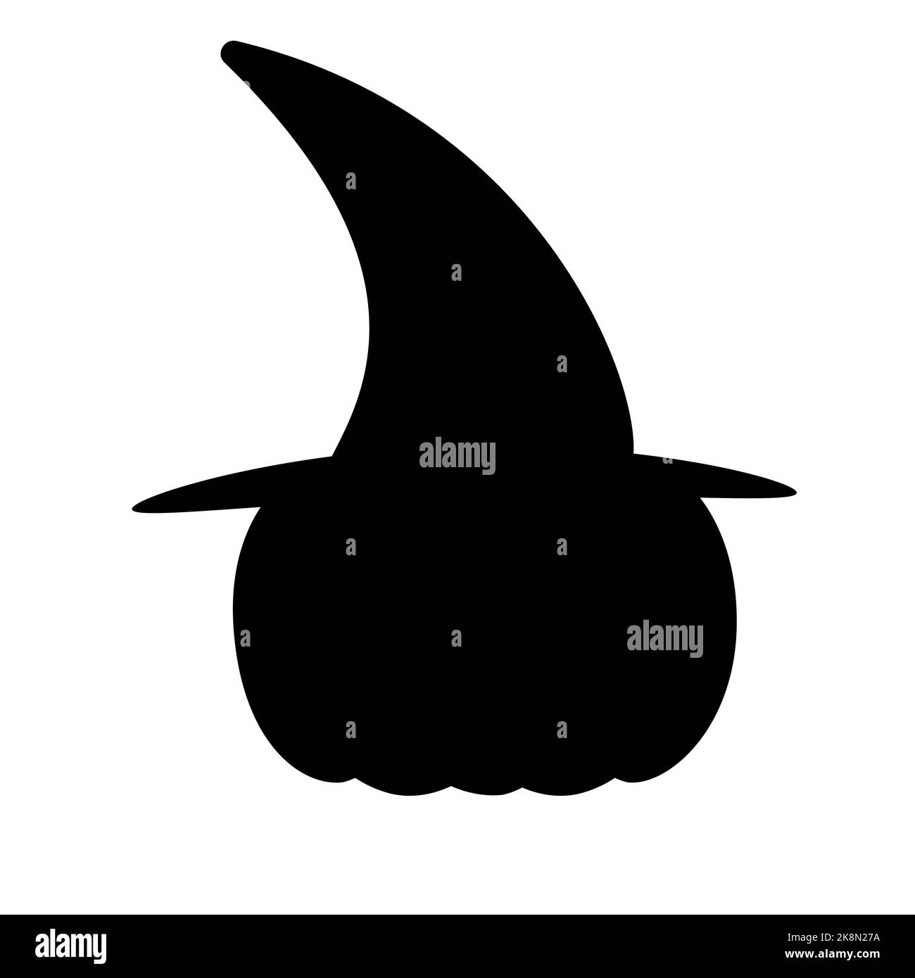 Vector flat cartoon Halloween pumpkin with witch hat silhouette ...