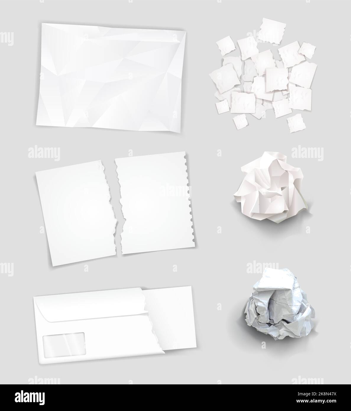 Set of different crumpled and torn sheets of paper Stock Vector Image