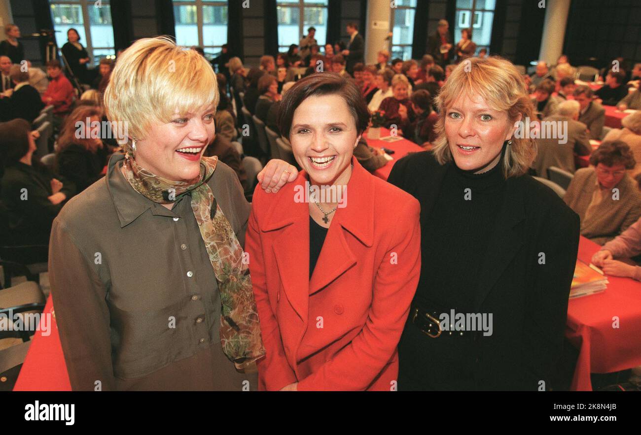 Oslo 19960207 Initiators Kristin Halvorsen, SV (f.), Kristin Aase, Kr.F., and Kristin Clemet, H, gathered 400 players for abortion debate in the Storting. Politicians, experts on fetal diagnosis and representatives of people with disabilities participated. Photo Rune Petter Ness / NTB / NTB Stock Photo