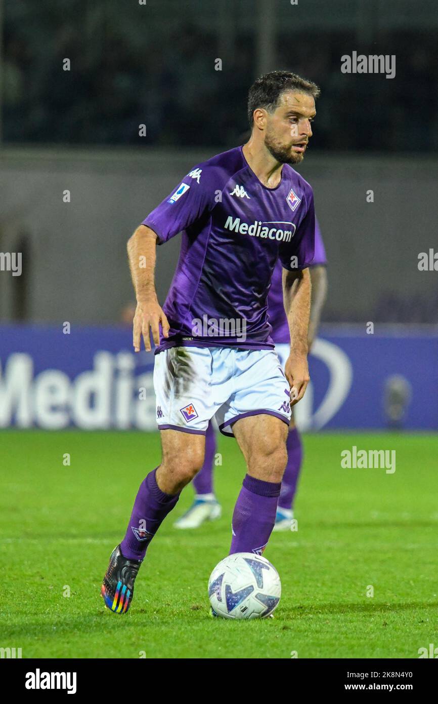 Artemio Franchi stadium, Florence, Italy, April 20, 2023, Lorenzo Venuti (ACF  Fiorentina) celebrates after a goal during ACF Fiorentina vs Lech Pozn  Stock Photo - Alamy