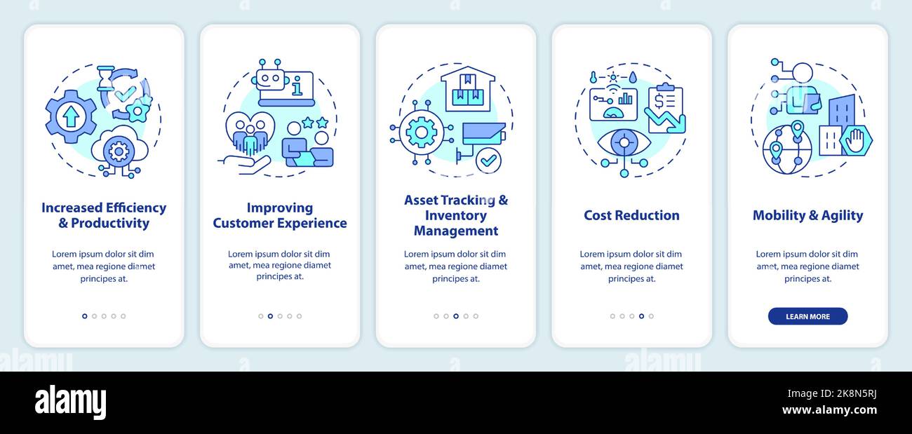 IoT business benefits onboarding mobile app screen Stock Vector Image ...
