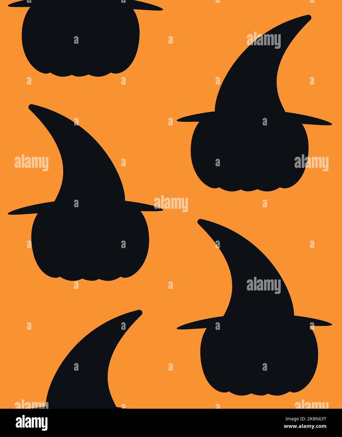 Vector seamless pattern of flat cartoon Halloween pumpkin with witch ...