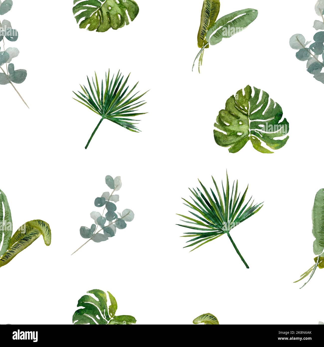 Seamless palm leaf eucalyptus a large pattern Stock Photo - Alamy