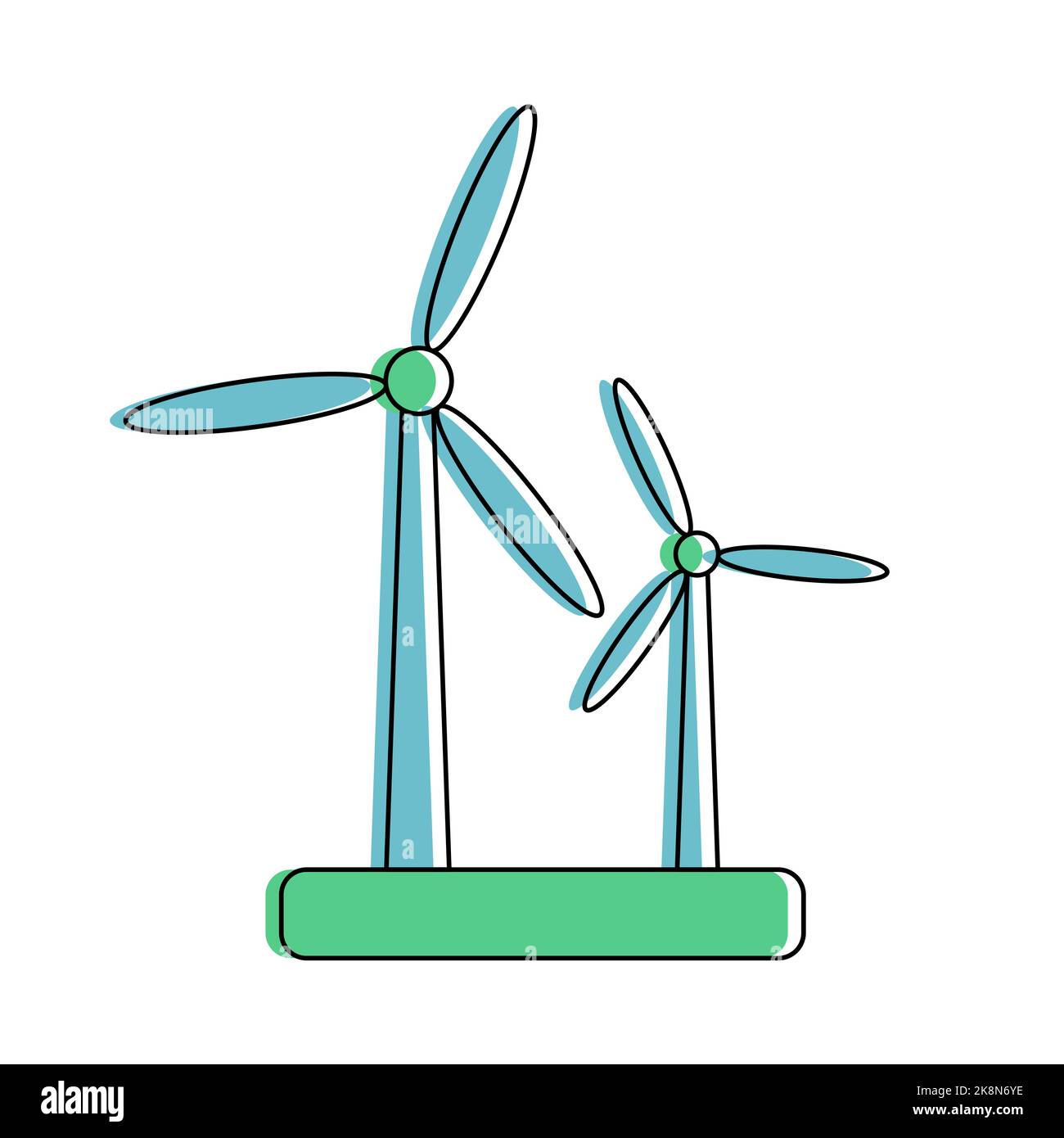 Flat wind turbine icon. Green energy wind power sign isolated on white background. Vector illustration. Stock Vector