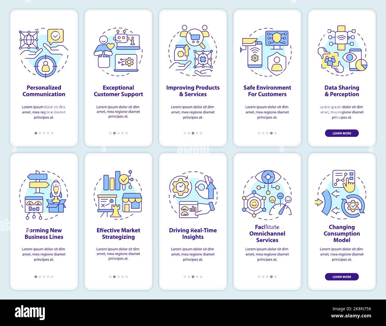 IoT in business onboarding mobile app screen set Stock Vector Image ...