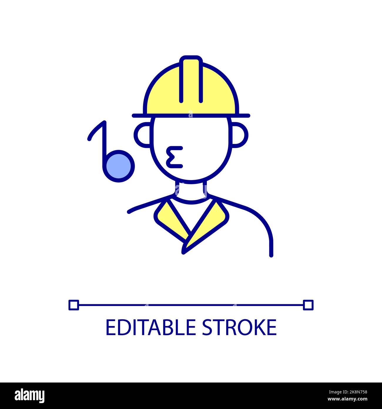 Whistling builder RGB color icon Stock Vector