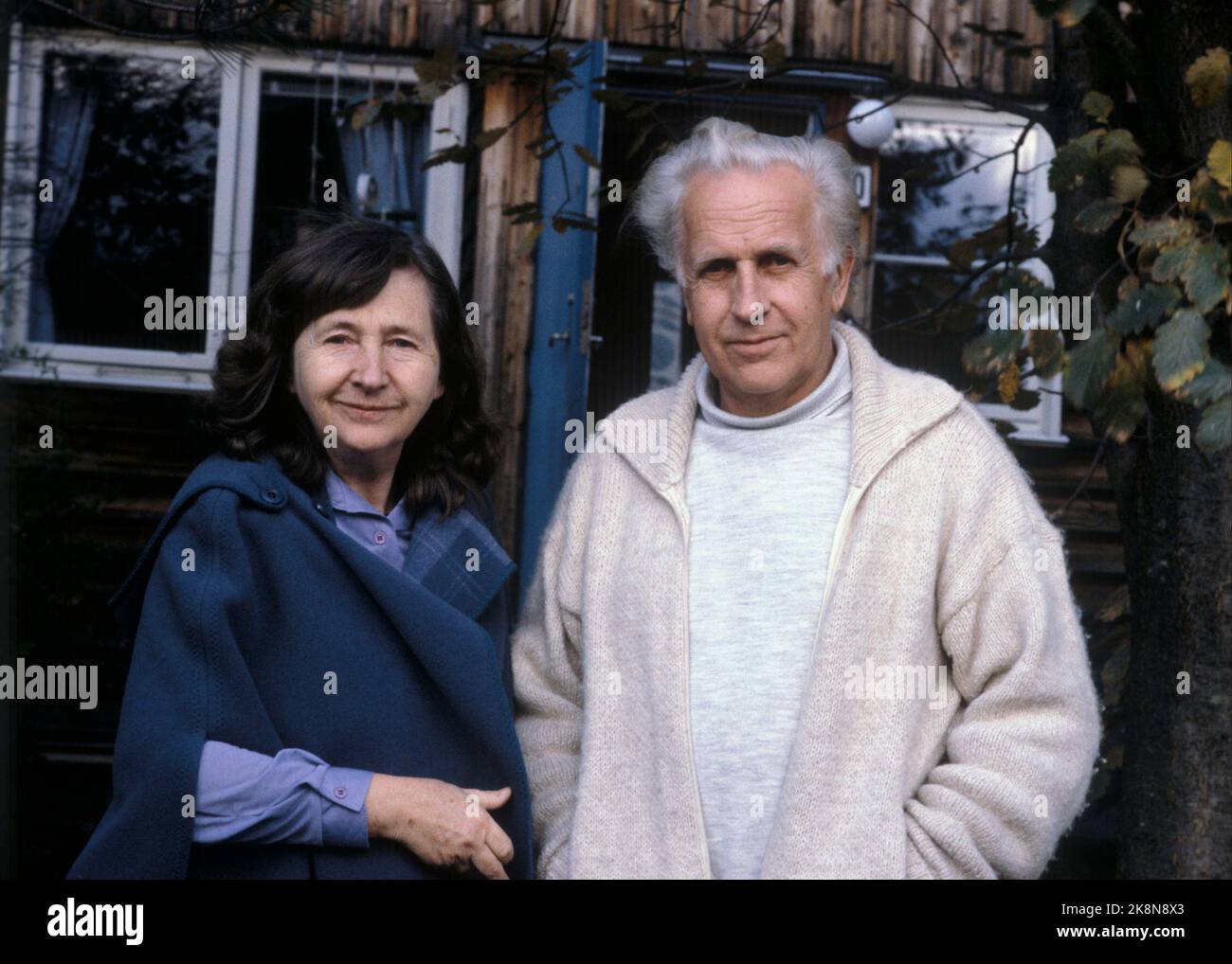 Oslo October 14, 1980. Author Anne Cath. Vestly with her husband Johan Vestly. Photo: Henrik Laurvik / NTB Stock Photo
