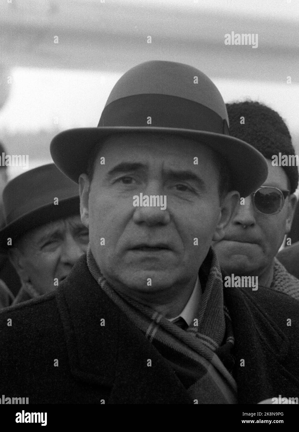 Oslo 19630227 Soviet Foreign Minister Andrej Gromyko on an official visit  to Norway. Here on arrival in Oslo. Portrait with hat. Photo: NTB / NTB  Stock Photo - Alamy