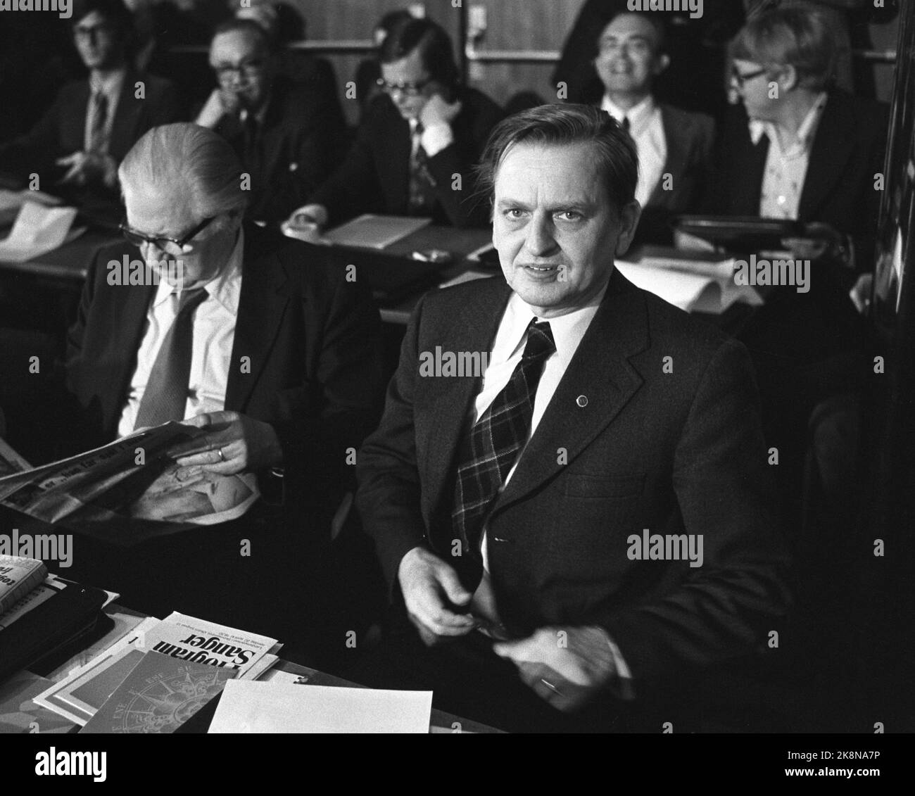 Oslo April 20, 1975. The Labor Party's national meeting. Here, Swedish Prime Minister Olof Palme. Photo: Henrik Laurvik / NTB Stock Photo