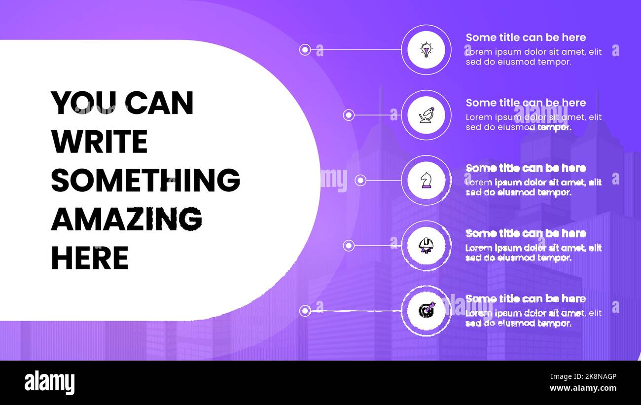 Infographic template with icons and 5 options or steps. City. Can be ...