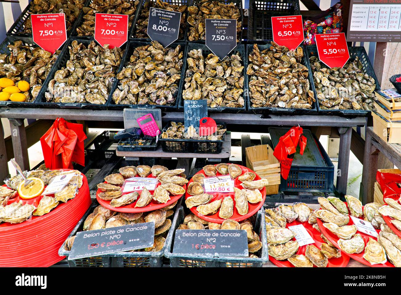 Cancale Brittany France. The oysters market Stock Photo