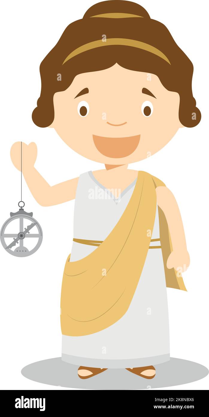 Hypatia of Alexandria cartoon character. Vector Illustration. Kids History Collection. Stock Vector
