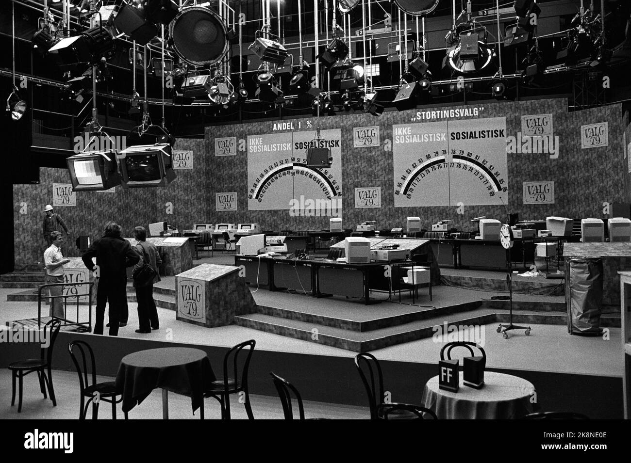 Oslo September 12, 1979. The election studio during the 1979 parliamentary elections. Photo: Bjørn Sigurdsøn / NTB / NTB Stock Photo