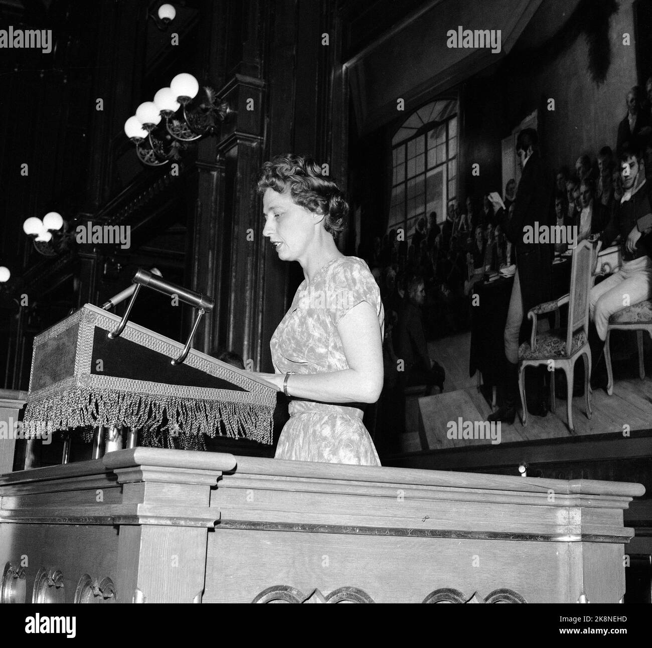 Oslo June 1959 Leftist politician and head of the Norwegian Women's Association Eva Kolstad on