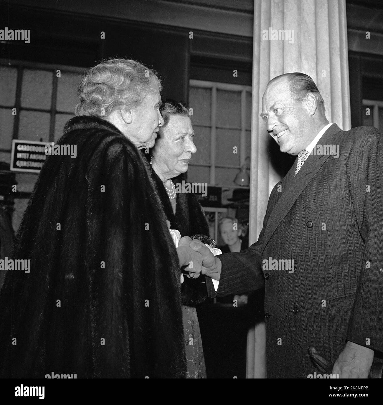 Oslo 19570607 Helen Keller, (1880-1968) deaf and blind American author, visit Norway. Here she greets Crown Prince Olav. Photo: NTB / NTB Stock Photo