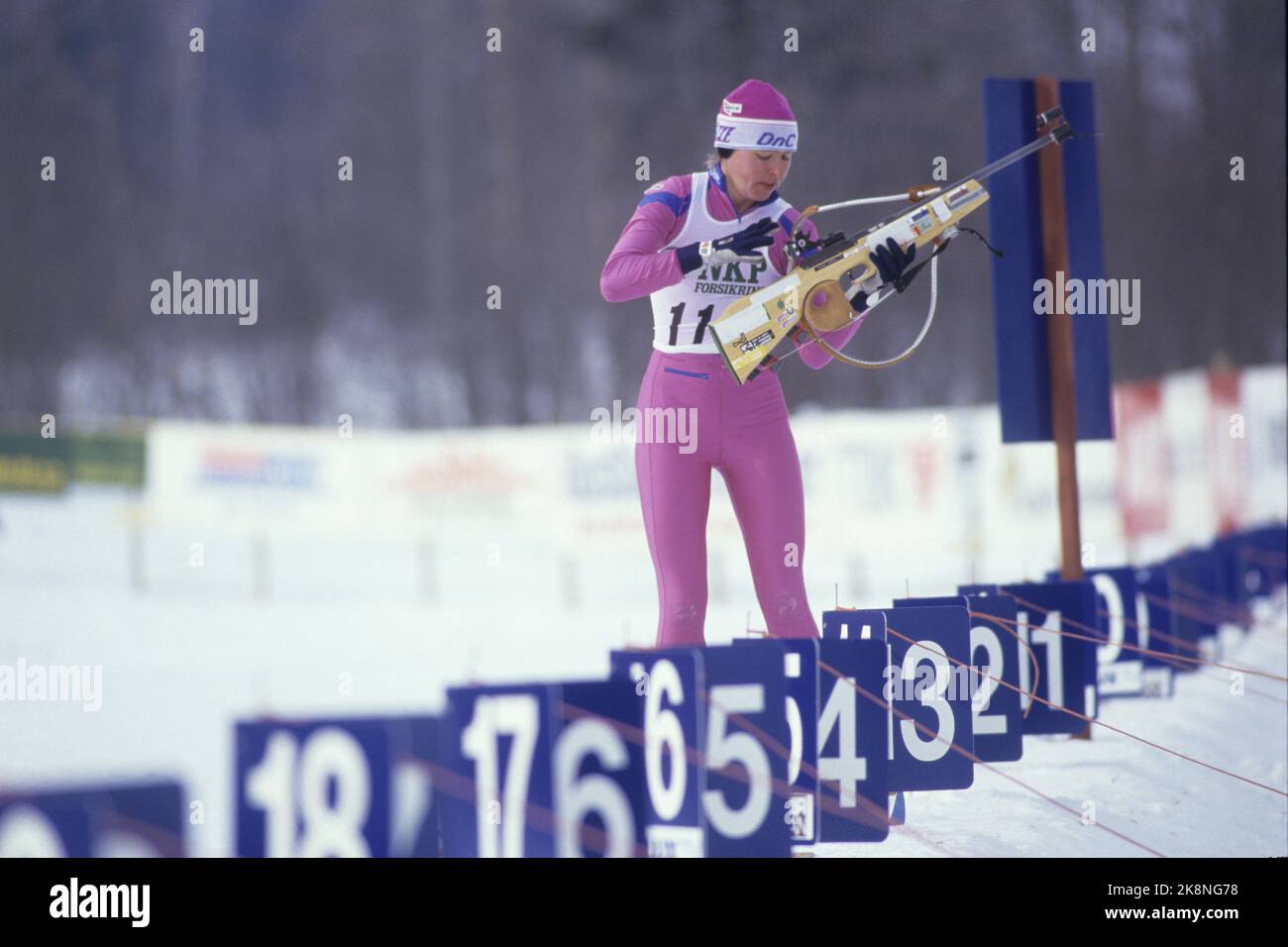 Vingrom 1987. World Cup in biathlon. 5 km women. Sanna Grønlid in