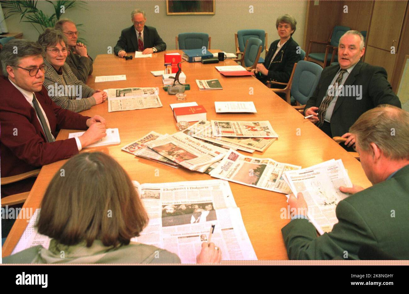 Oslo 19970114: The Storting's control committee discusses the newspaper reports after Monday's hearing of Oddmund Hammerstad before the meeting starts on Tuesday. Photo: Gunnar Lier / NTB - - The picture is about 7 MB - - Stock Photo