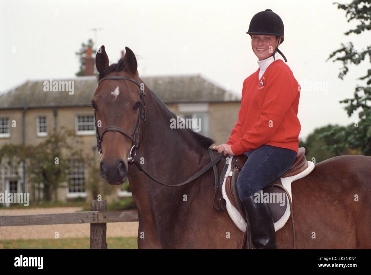 England equestrian center here she sits on her horse photo hires stock