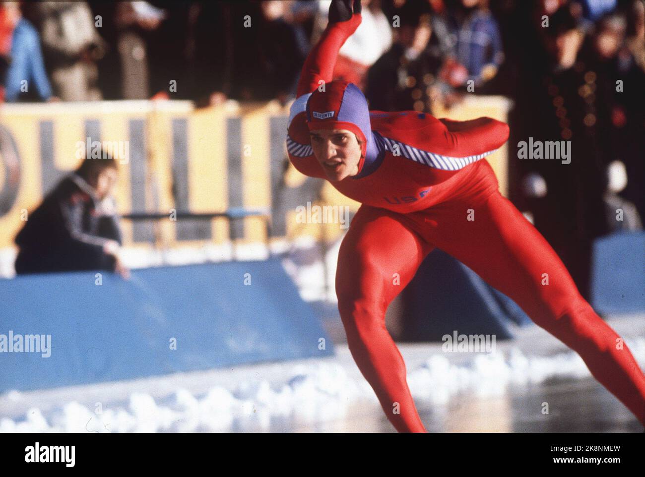 Oslo 19790210. World Cup on skates in Oslo. Eric Heiden in action at Bislett. NTB Stock Photo: Henrik Laurvik / NTB      Phys.loc.: Y Stock Photo