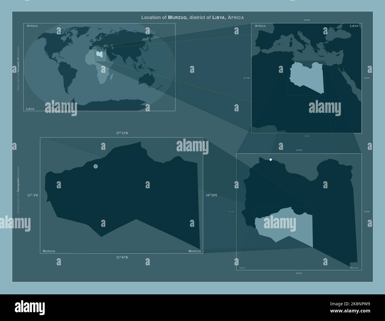 Murzuq, district of Libya. Diagram showing the location of the region