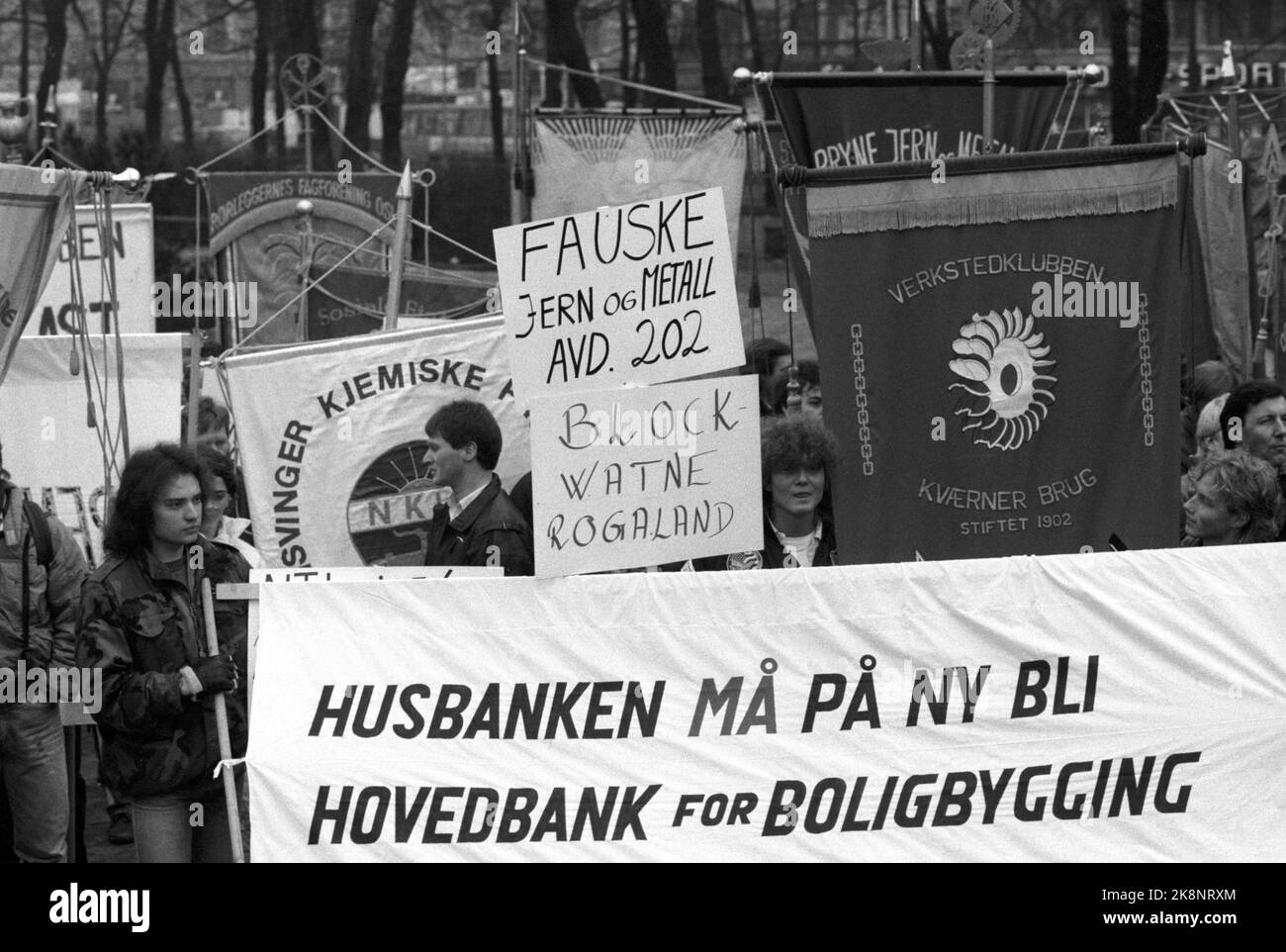 Oslo 19880215. The interest rate reaction, demonstration to the high interest rate level. 150 trade unions and clubs from all over the country were represented in a demonstration against the high interest rates. NTB Stock Photo Eystein Hanssen / NTB Stock Photo