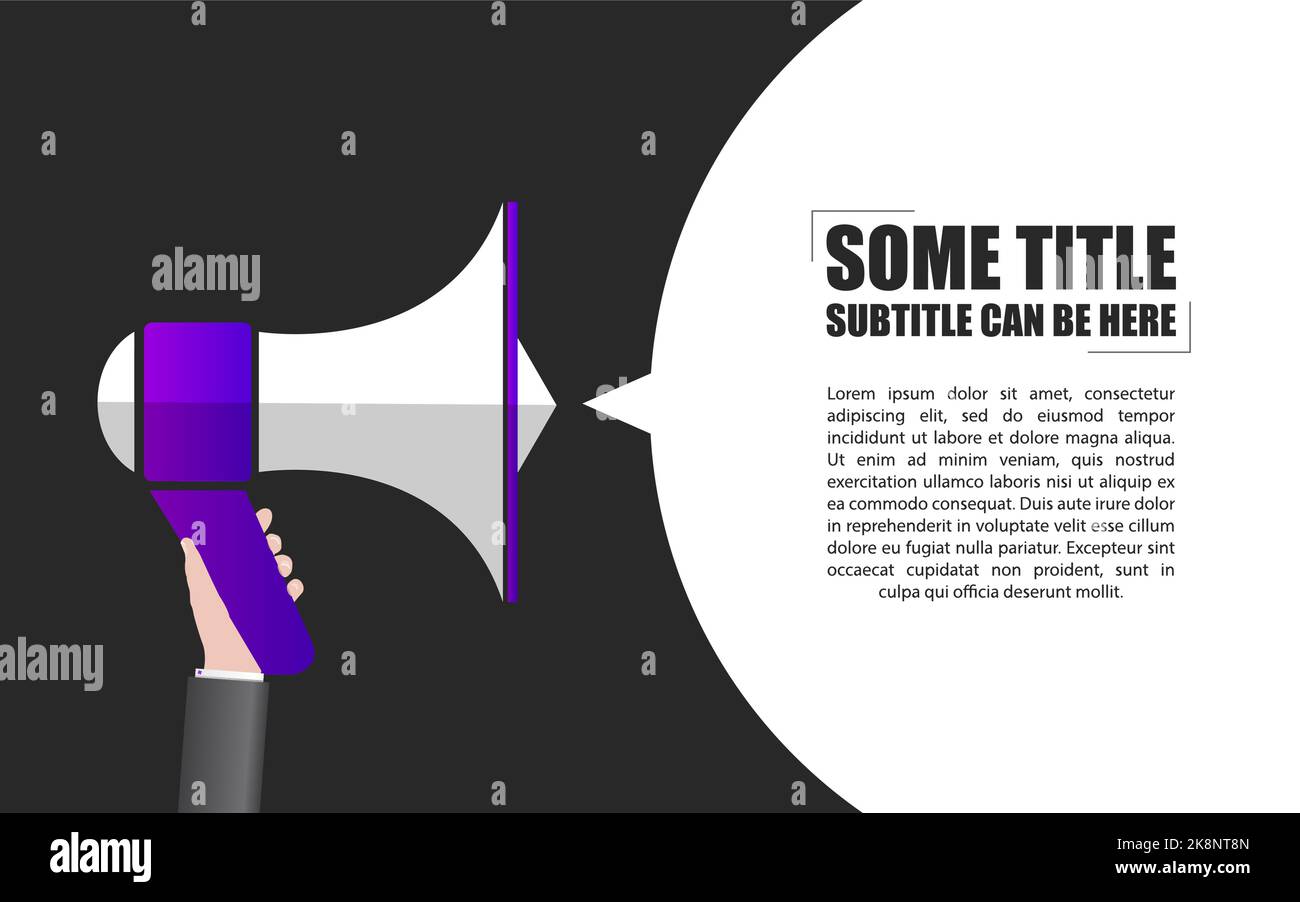 Megaphone sign card. Loudspeaker symbol. Vector illustration Stock