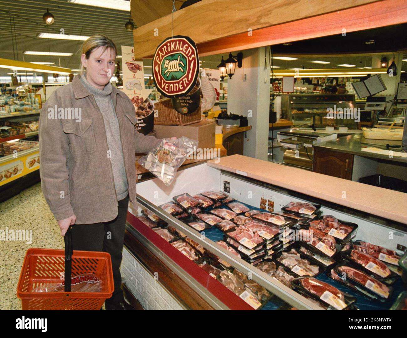Scratchy meat. Eva Hansen skeptical of mutton. Photo: Alf Ove Hansen Stock Photo