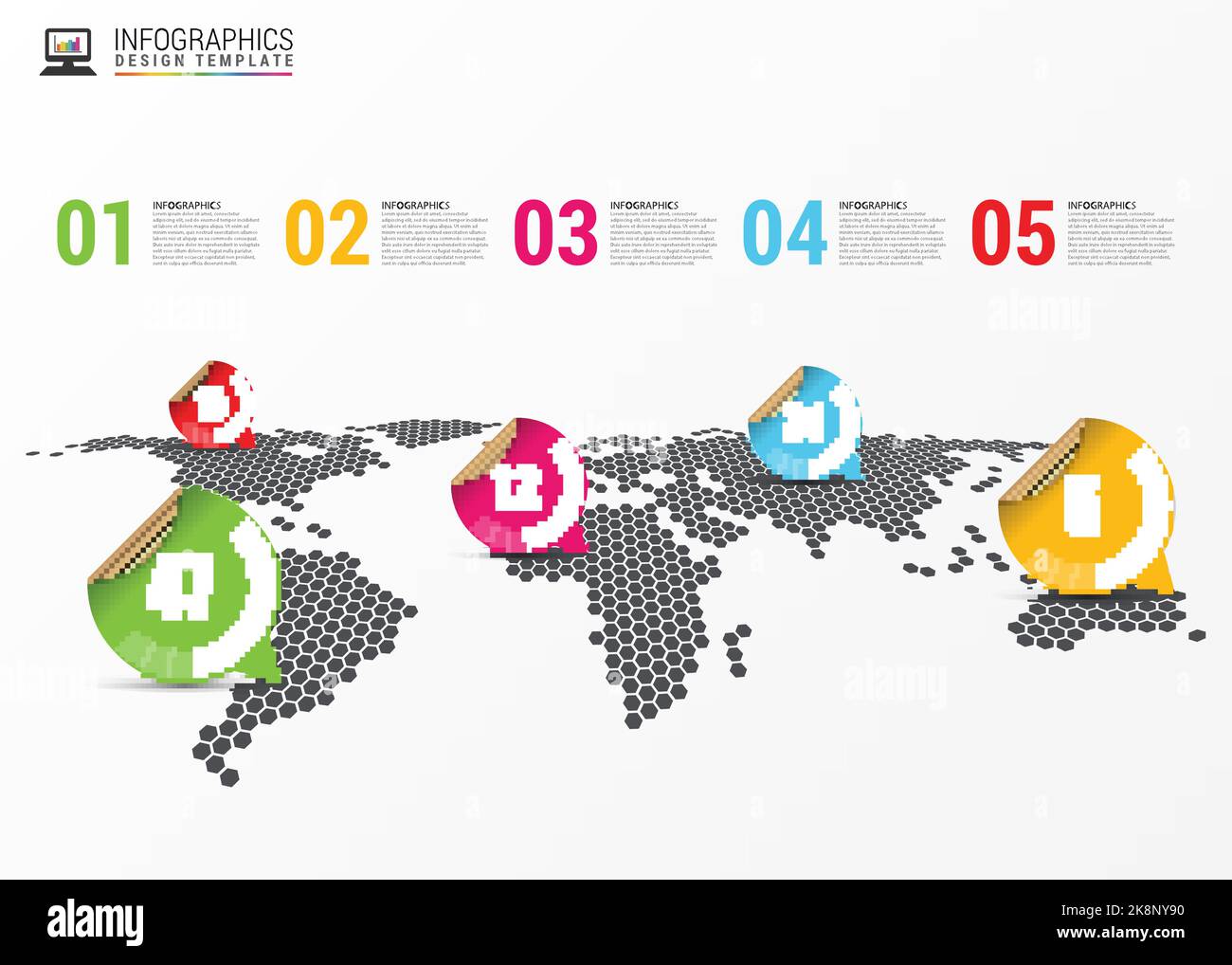 World map. Modern infographic template. Vector illustration. Stock Vector