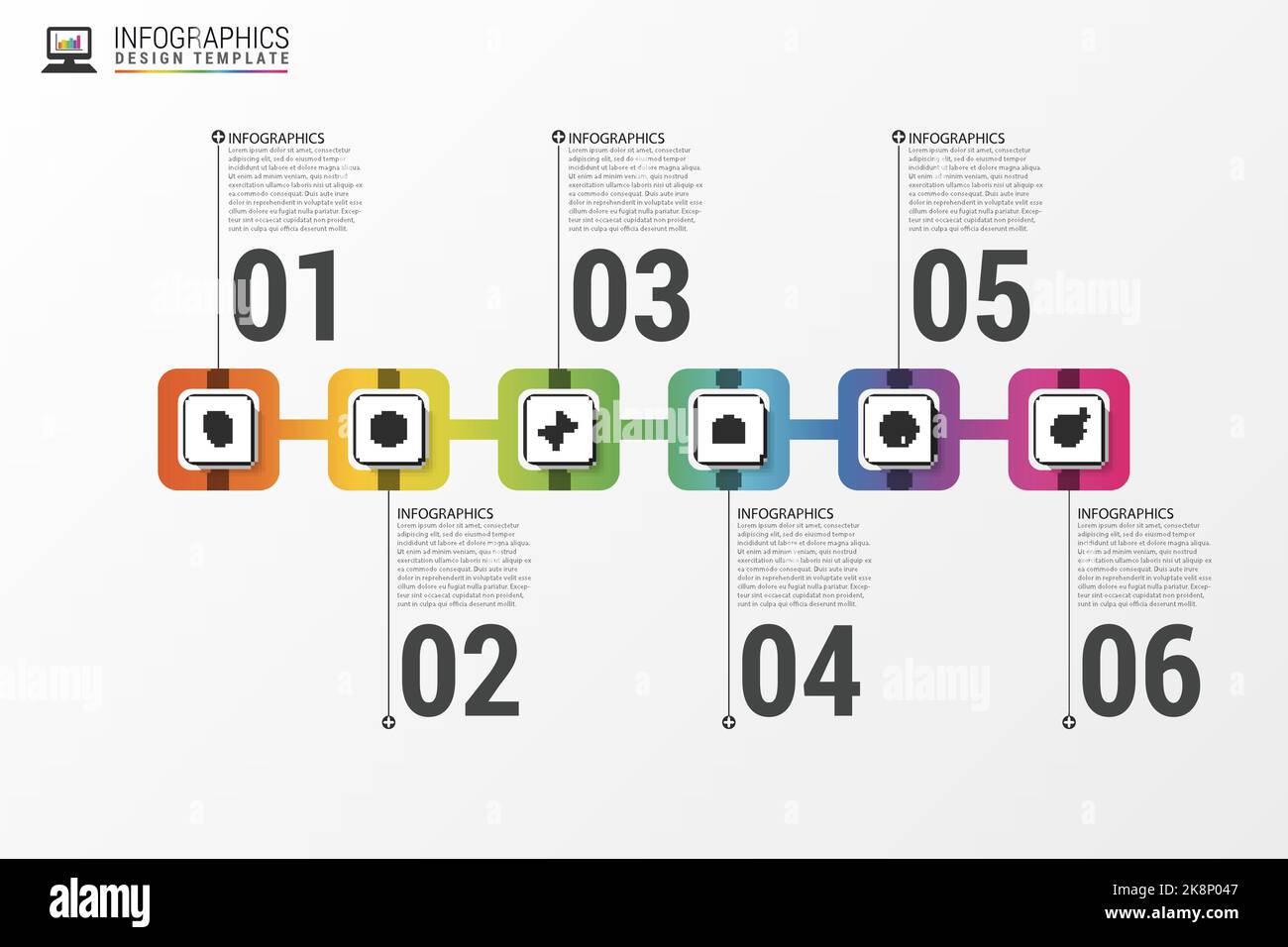 Modern infographics process template. Timeline concept. Vector illustration Stock Vector