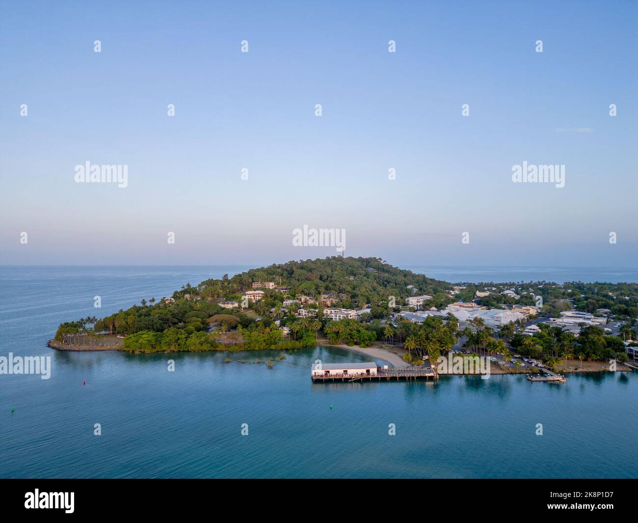Aerial view of Port Douglas pier, ocean and bakdrop Stock Photo Alamy