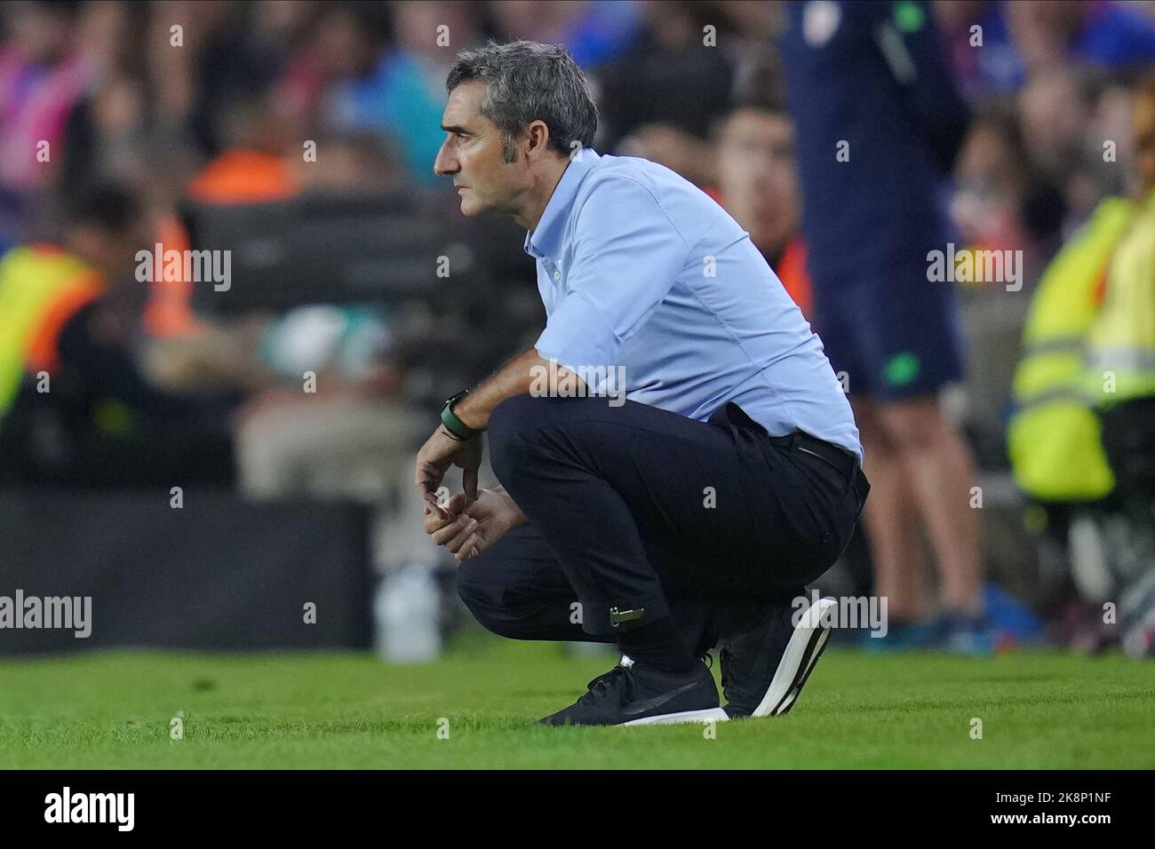 Barcelona, Spain. October 23, 2022, Athletic Club head coach Ernesto Valverde during the La Liga match between FC Barcelona and Athletic Club played at Spotify Camp Nou Stadium on October 23, 2022 in Barcelona, Spain. (Photo by Bagu Blanco / PRESSIN) Stock Photo