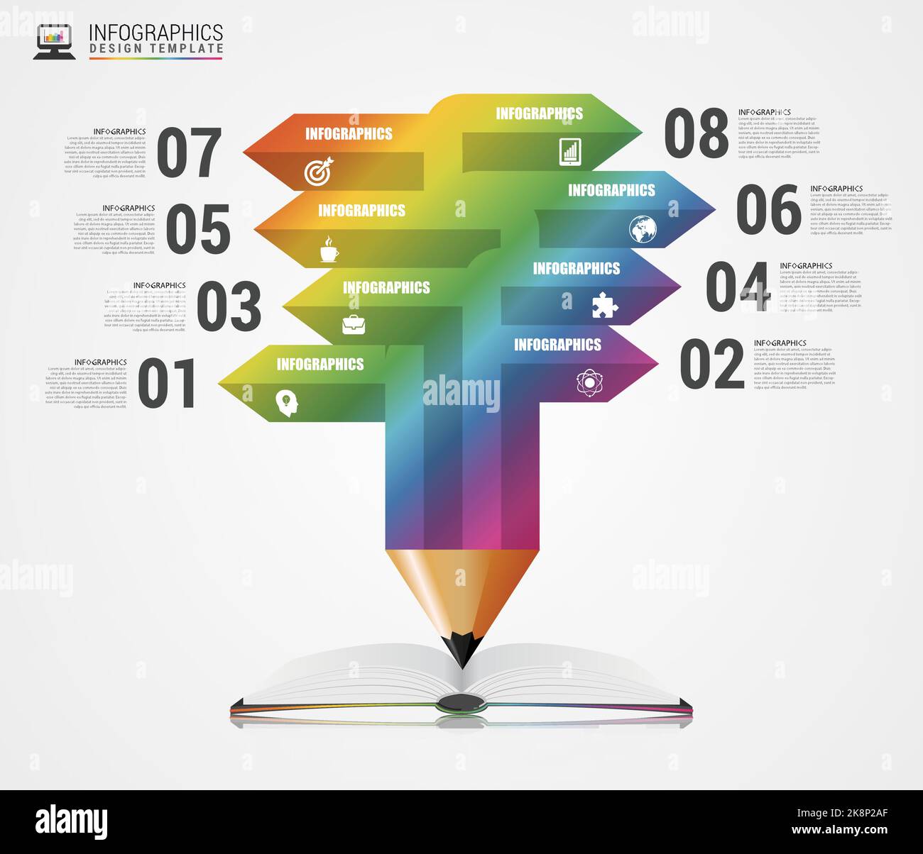 Education concept. Pencil for infographics. Vector illustration. Stock Vector