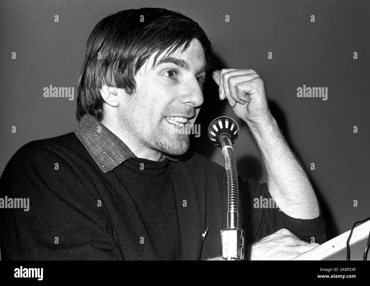 Oslo 19680313 The charismatic German student leader Rudi Dutschke (1940-1979) speaks in the Norwegian Student Society at Blindern. Dutschke's real name was Alfred Willi Rudolf Dutschke, Photo: NTB / NTB Stock Photo