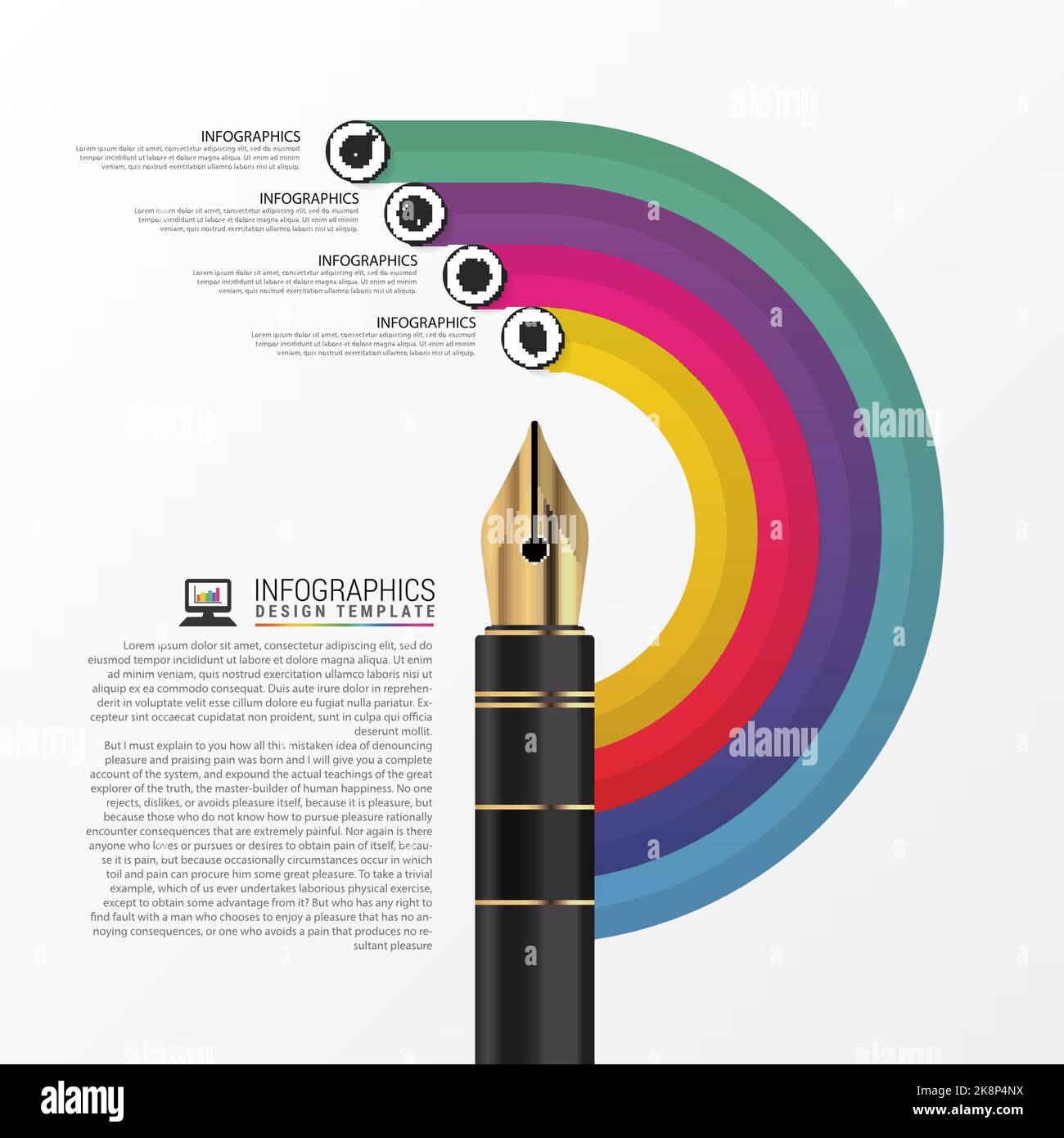 Business infographic design template with pen. Vector illustration ...