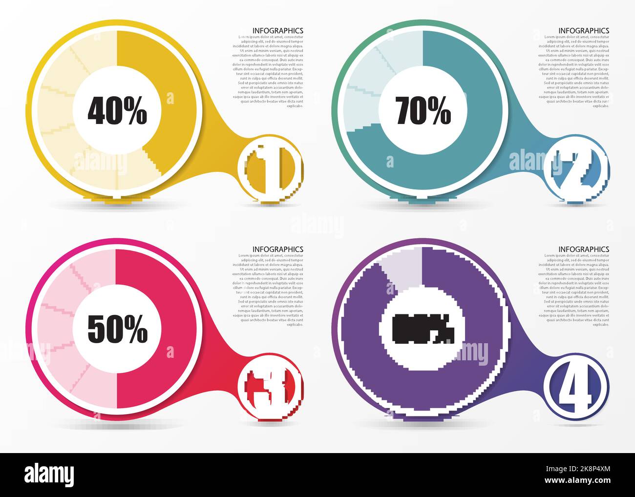 Percentage Diagram Presentation Design Elements. Infographics. Vector