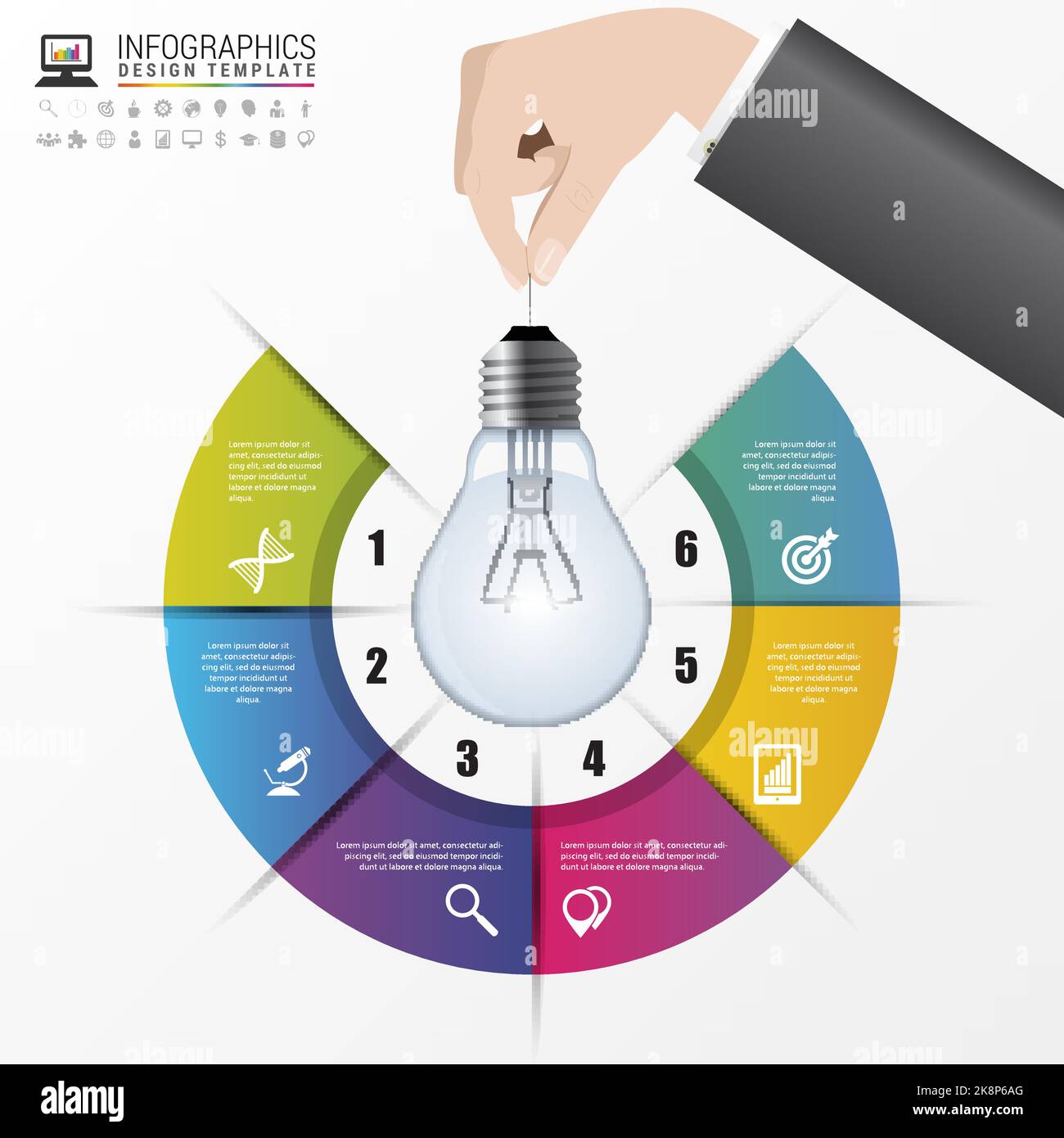 Light bulb infographic. Template for circle diagram. Vector ...