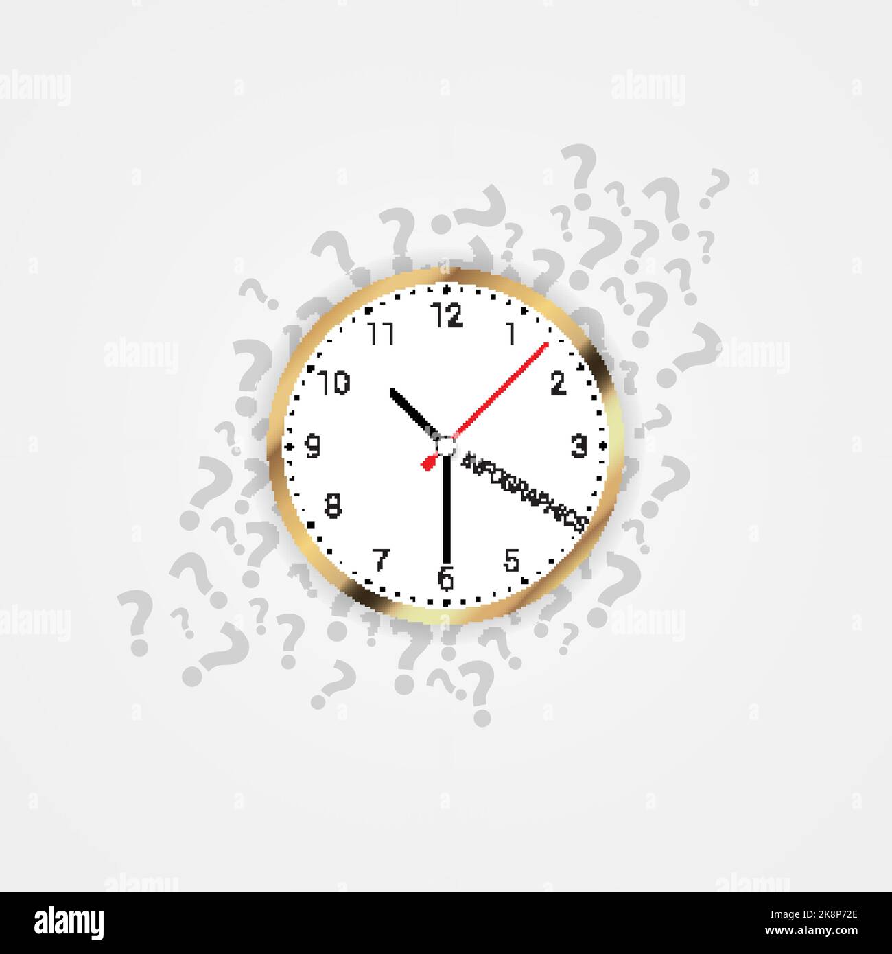 Modern clock with question marks. Vector illustration Stock Vector