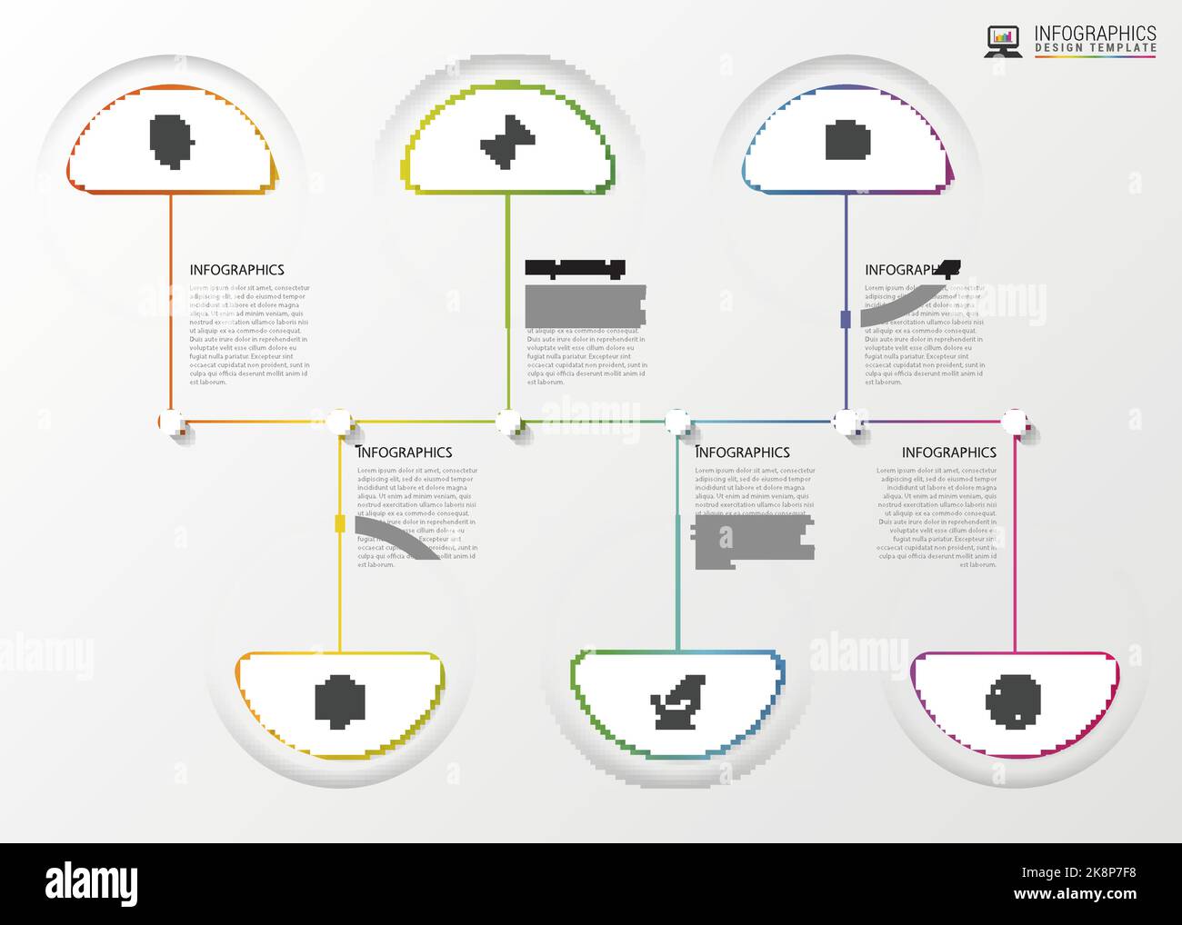 Modern Timeline Infographics. Colorful design template. Vector illustration. Stock Vector