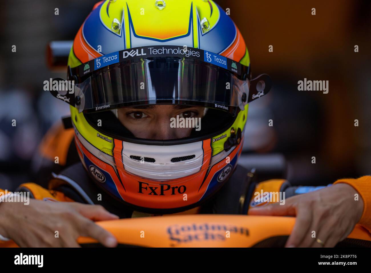 AUSTIN, TEXAS, USA on 21. OCTOBER 2021; Alex PALOU of Spain, got a ride in the McLAREN F1 car.Álex Palou Montalbo is a Spanish racing driver who drives for Chip Ganassi Racing in the IndyCar Series, now seen during the F1 Grand Prix in Austin, TEXAS, USA 2021, circuit of the Americas, US F1 GP, Formel 1, Formule 1 - Formula One Grand Prix on October 21 in Austin Texas - fee liable image - Photo Credit: © Irwen SONG/ATP images Credit: SPP Sport Press Photo. /Alamy Live News Stock Photo