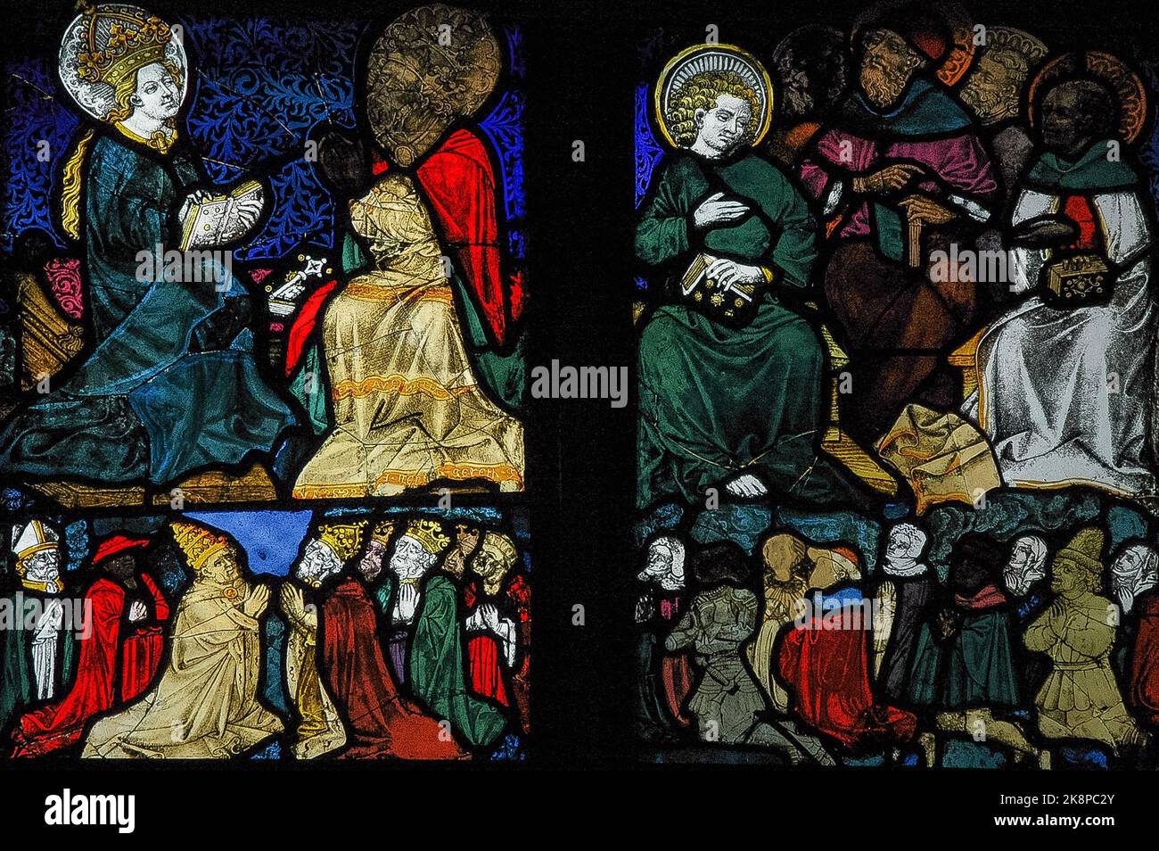 Detail of c. 1430 Last Judgement stained glass window by the workshop ...