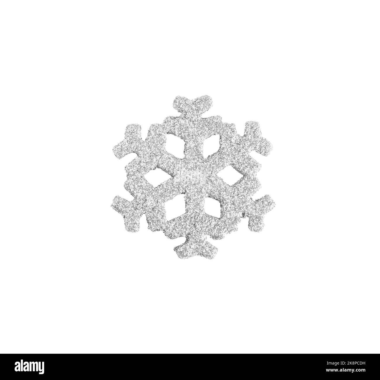 Silver Christmas snowflake isolated on white background Stock Photo