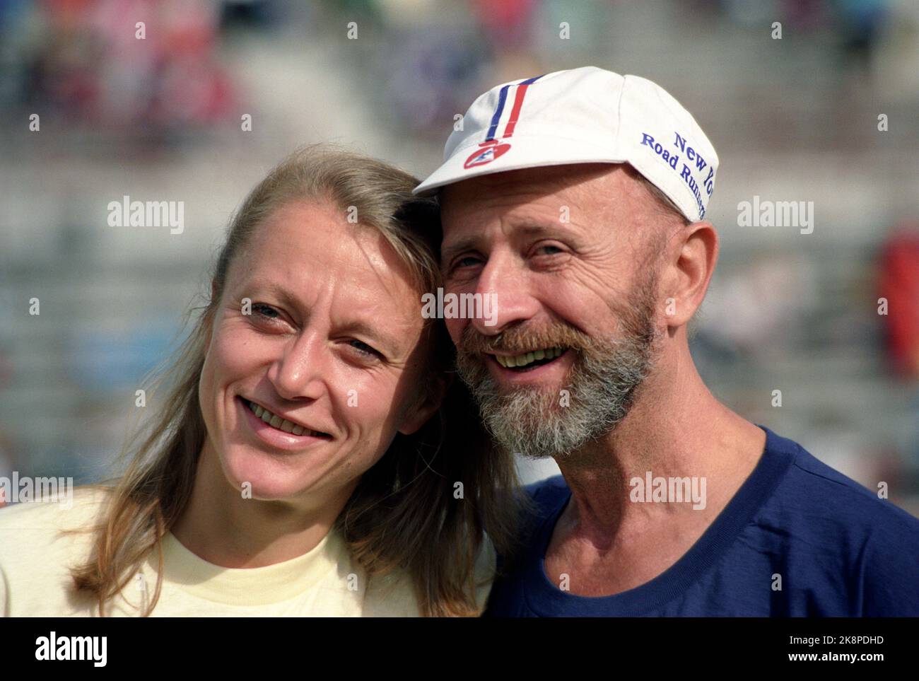Oslo 19910907 Oslo Marathon. Grete Waitz with the New York Marathon's 'Father' Frank Lebow. Photo: Lise Åserud / NTB / NTB Stock Photo