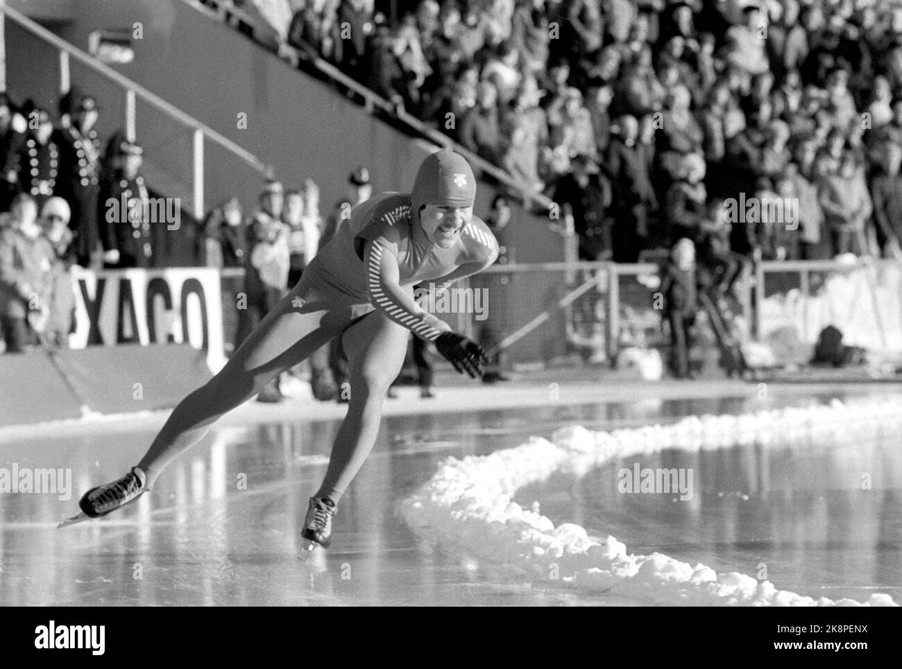 Oslo 19820130. Em skating Bislett 1982. Rolf Falk-Larssen in action during the European Championship at Bislett. Photo: Henrik Laurvik NTB / NTB Stock Photo