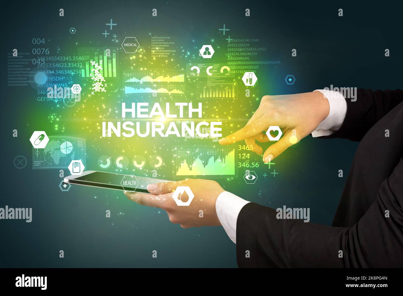 Close-up of a touchscreen with medical inscription Stock Photo - Alamy
