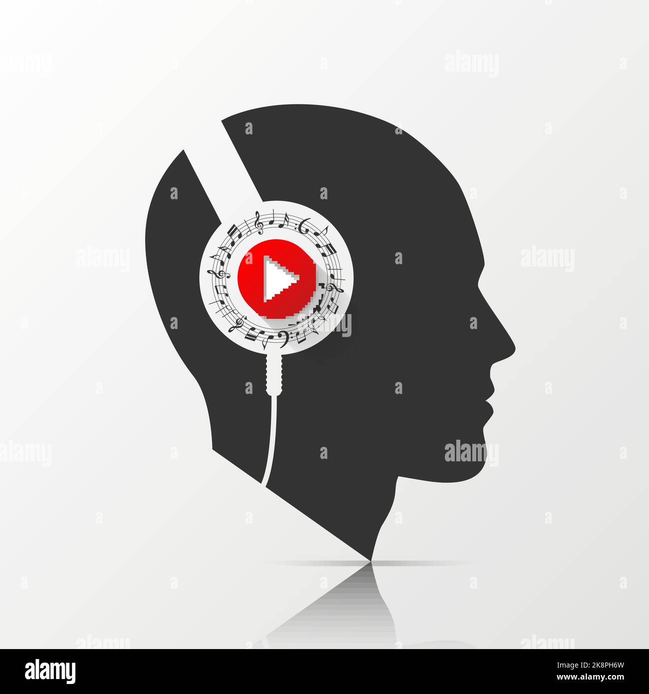 Human head with headphones. Vector illustration Stock Vector